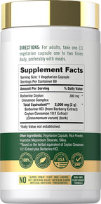 Carlyle Berberine with Ceylon Cinnamon - 60 Vegetarian Capsules - image 2
