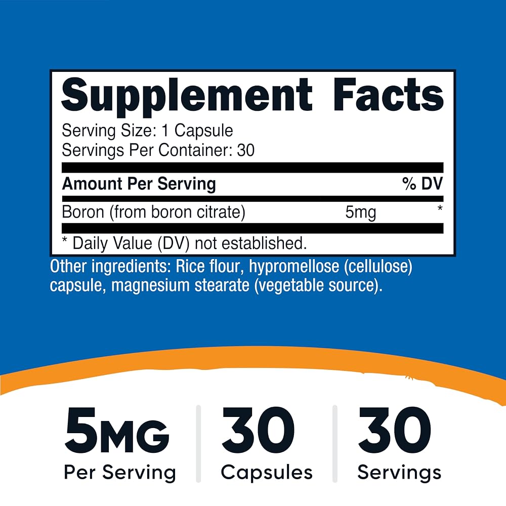 Nutricost Boron 5mg - 30 Vegetarian Capsules - image 2