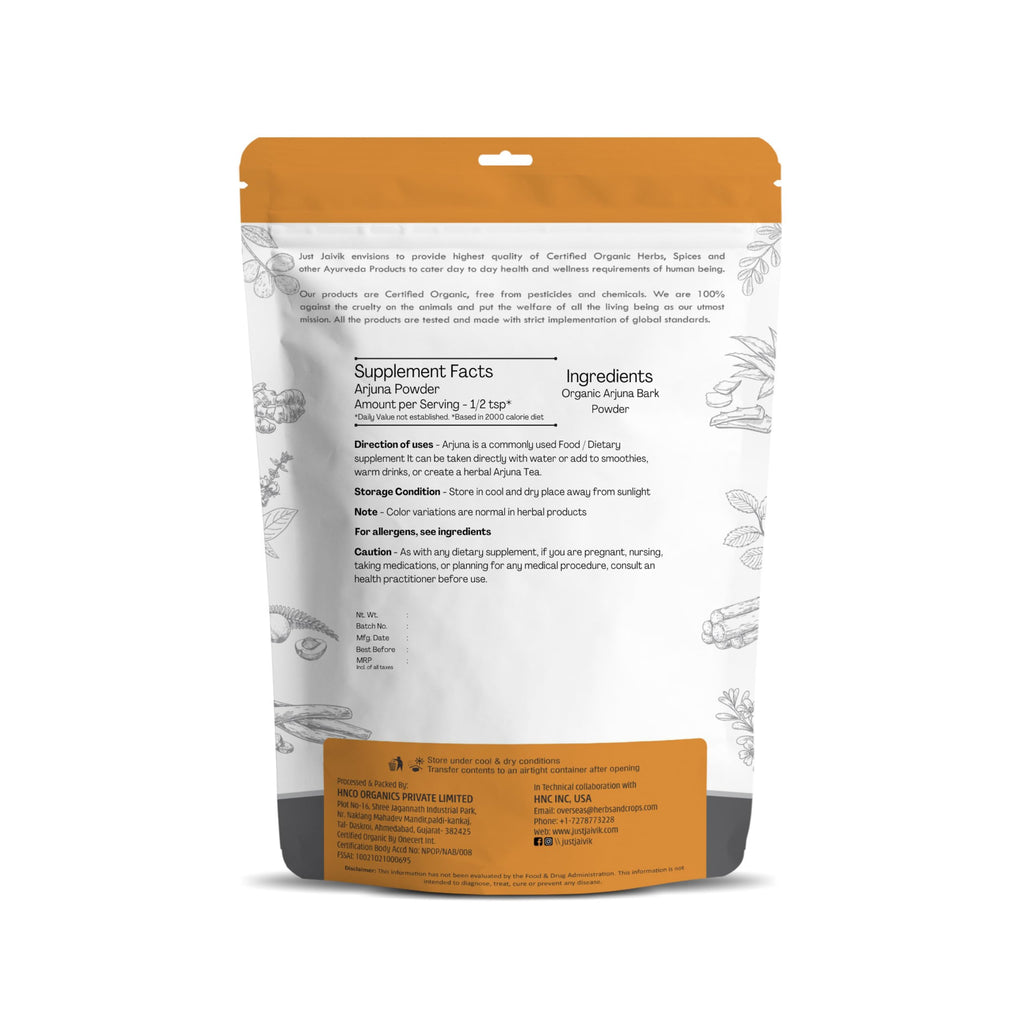 Just Jaivik Organic Arjuna Bark Powder - 227g - image 2