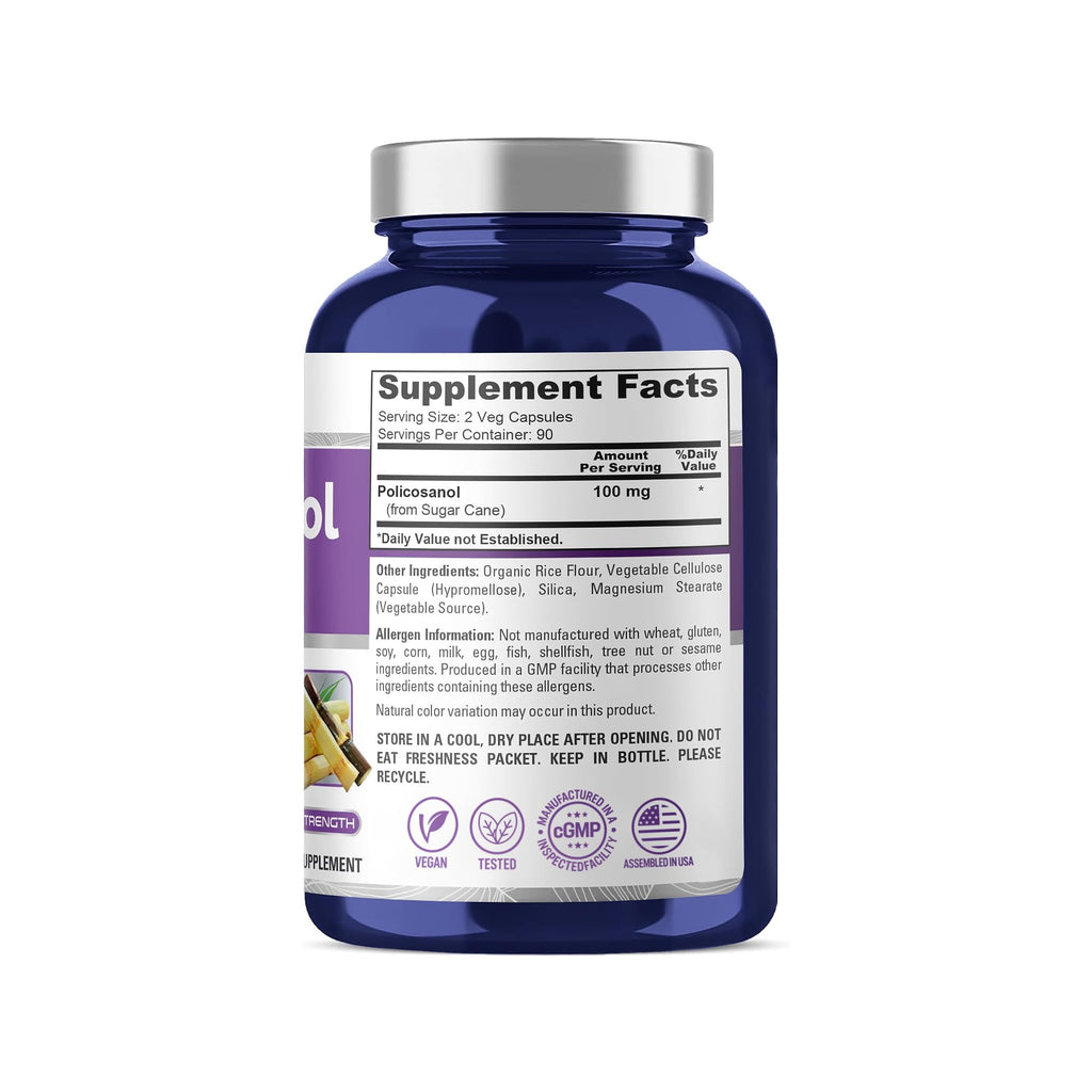 NusaPure Policosanol 100mg Vegan - 180 Vegetarian Capsules - image 2