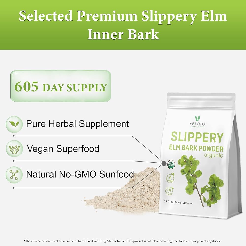 VELOTO Organic Slippery Elm Bark Powder - 1 Pound - image 5
