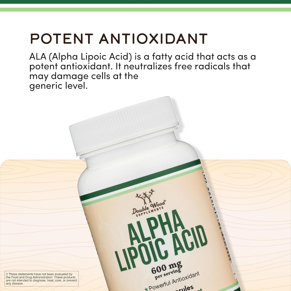 Double Wood Supplements Alpha Lipoic Acid 600mg per Serving (Third