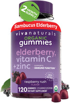 Viva Naturals Black Elderberry Vitamin C Zinc Gummies - 120 Count