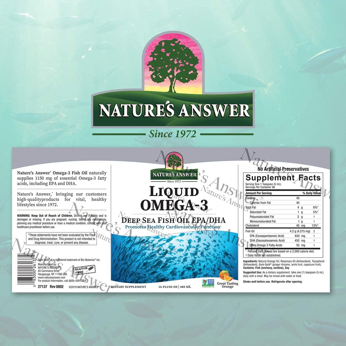 Nature's Answer Liquid Omega-3 Fish Oil EPA/DHA Cardiovascular Support - image 2
