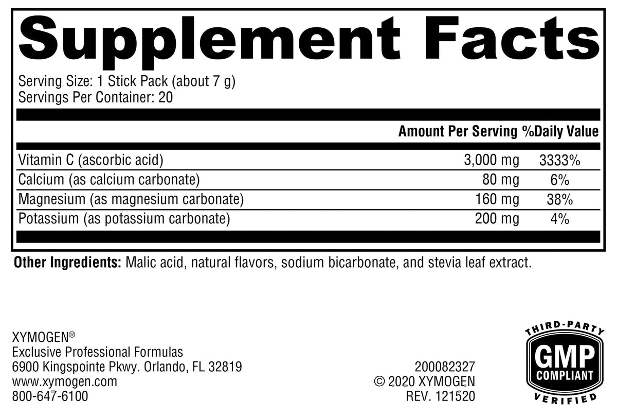 XYMOGEN Buffered C Powder Fruit Punch - 20 Stick Packs - image 2