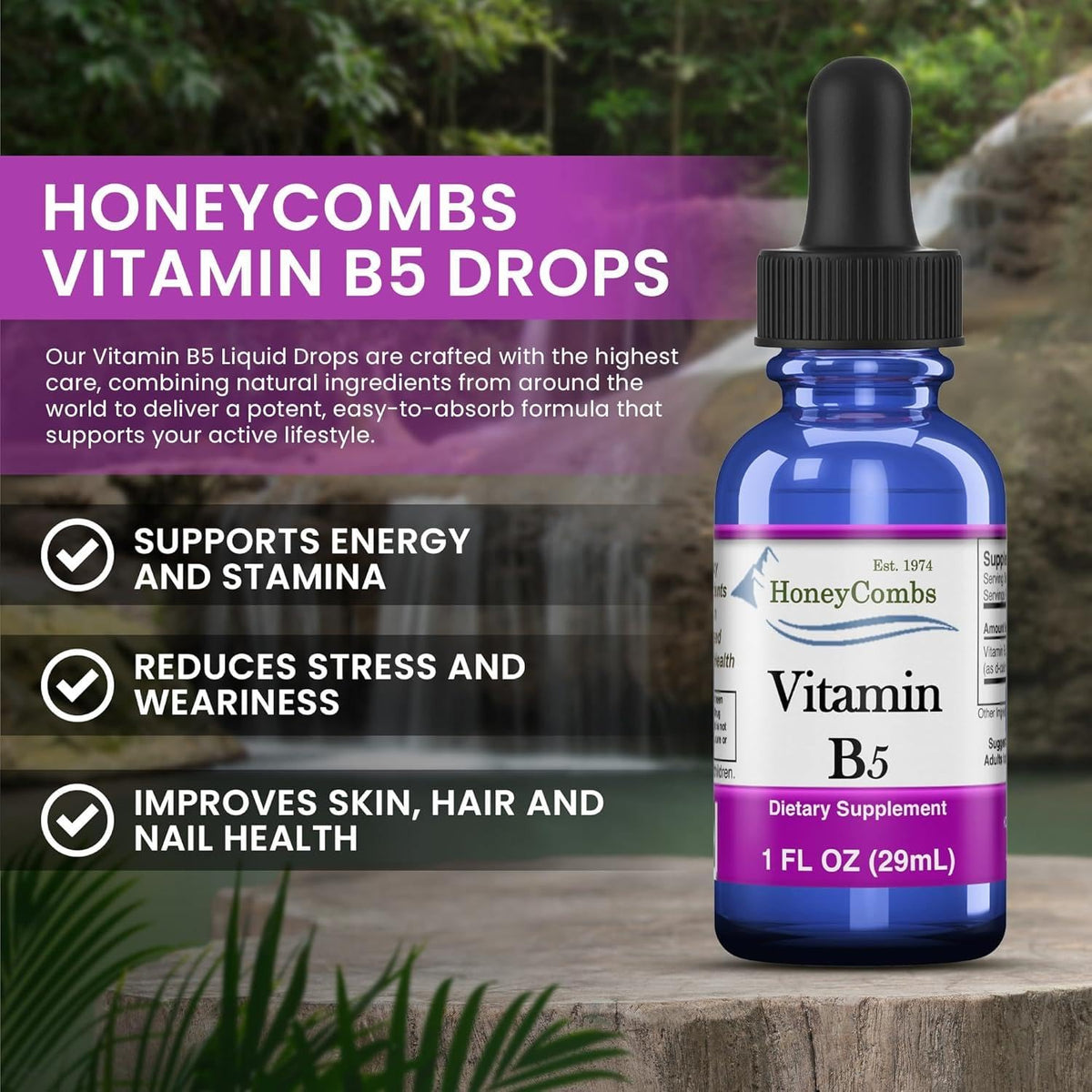 HoneyCombs Vitamin B5 Liquid Drops Pantothenic Acid - 1 Fl Oz - image 9