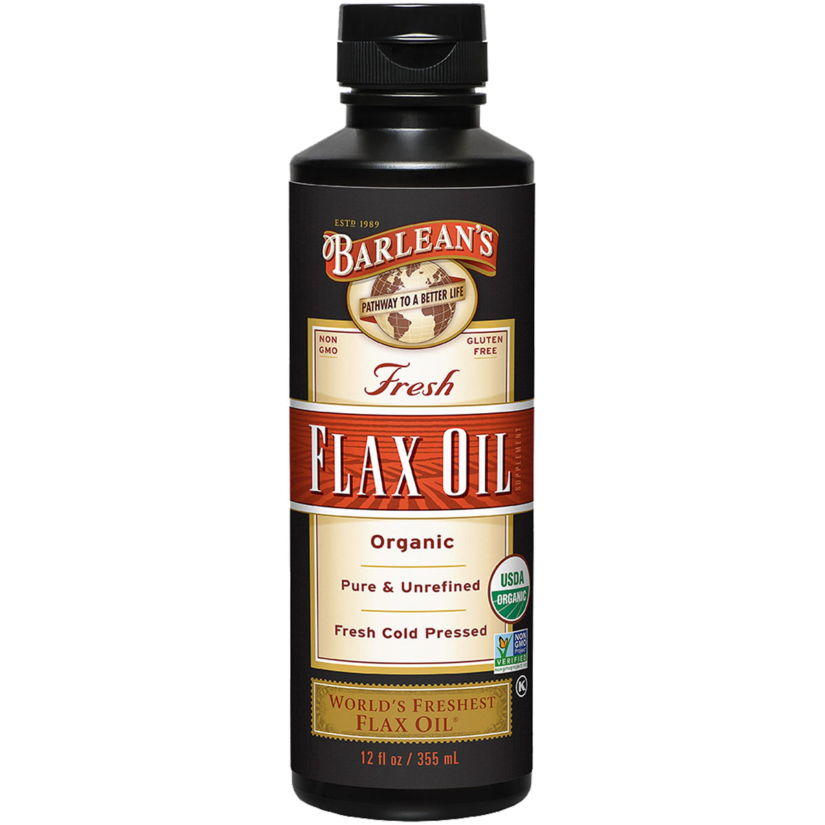 Barlean's Organic Flaxseed Oil 7640mg ALA Omega-3 - 12 Fl Oz