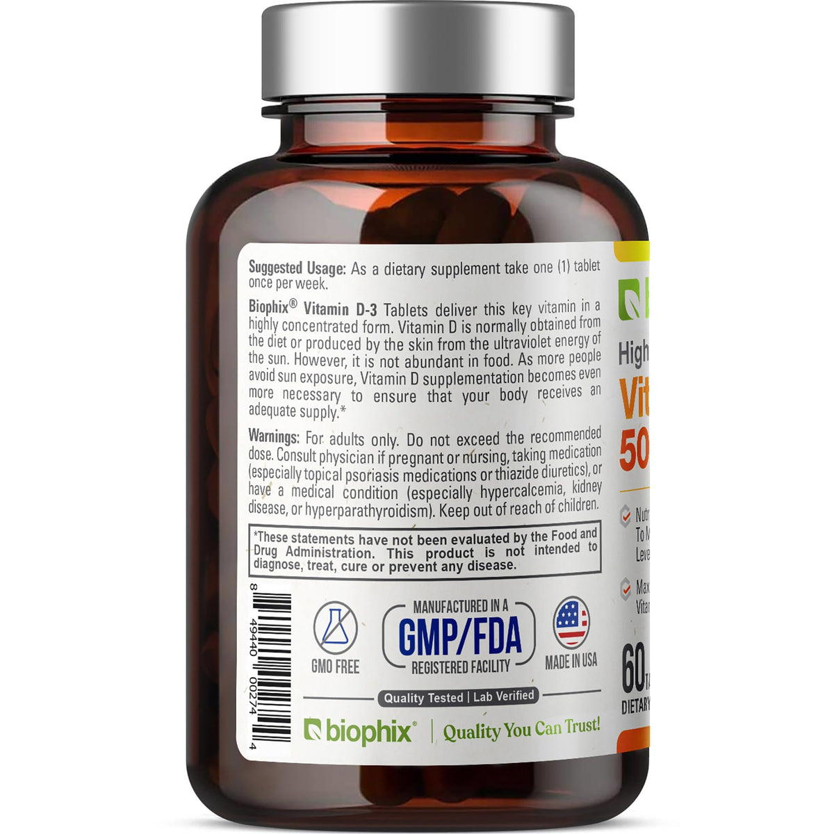 biophix Vitamin D-3 50000 IU Tablets - 60 Count - image 3