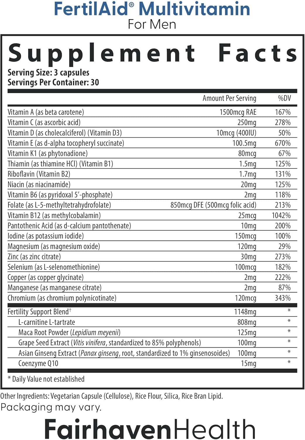 Fairhaven Health FertilAid Multivitamin & CountBoost - 90 & 60 Capsules - image 2