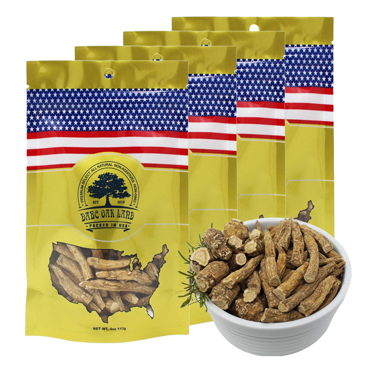 DABC OAK LAND American Ginseng Slices Wisconsin Grown - 4 Packs