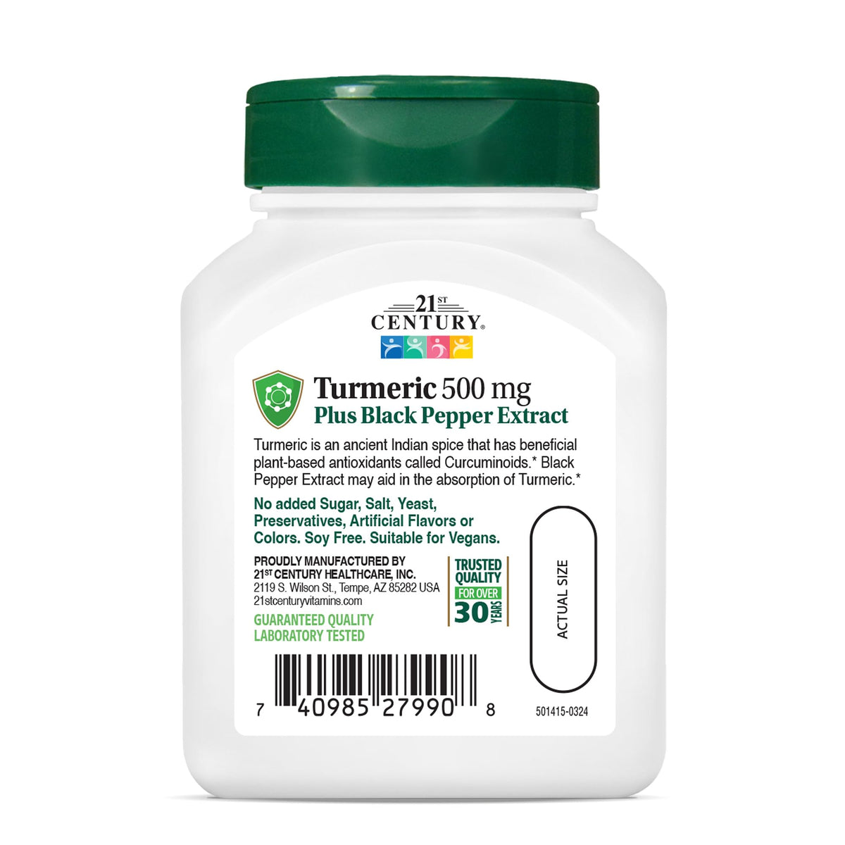 21st Century Turmeric 500mg with Black Pepper Capsules - 60 Count - image 2