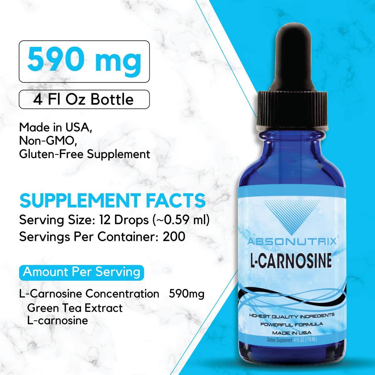 Absonutrix L-Carnosine 583 mg Liquid Drops - 4 Oz - image 3