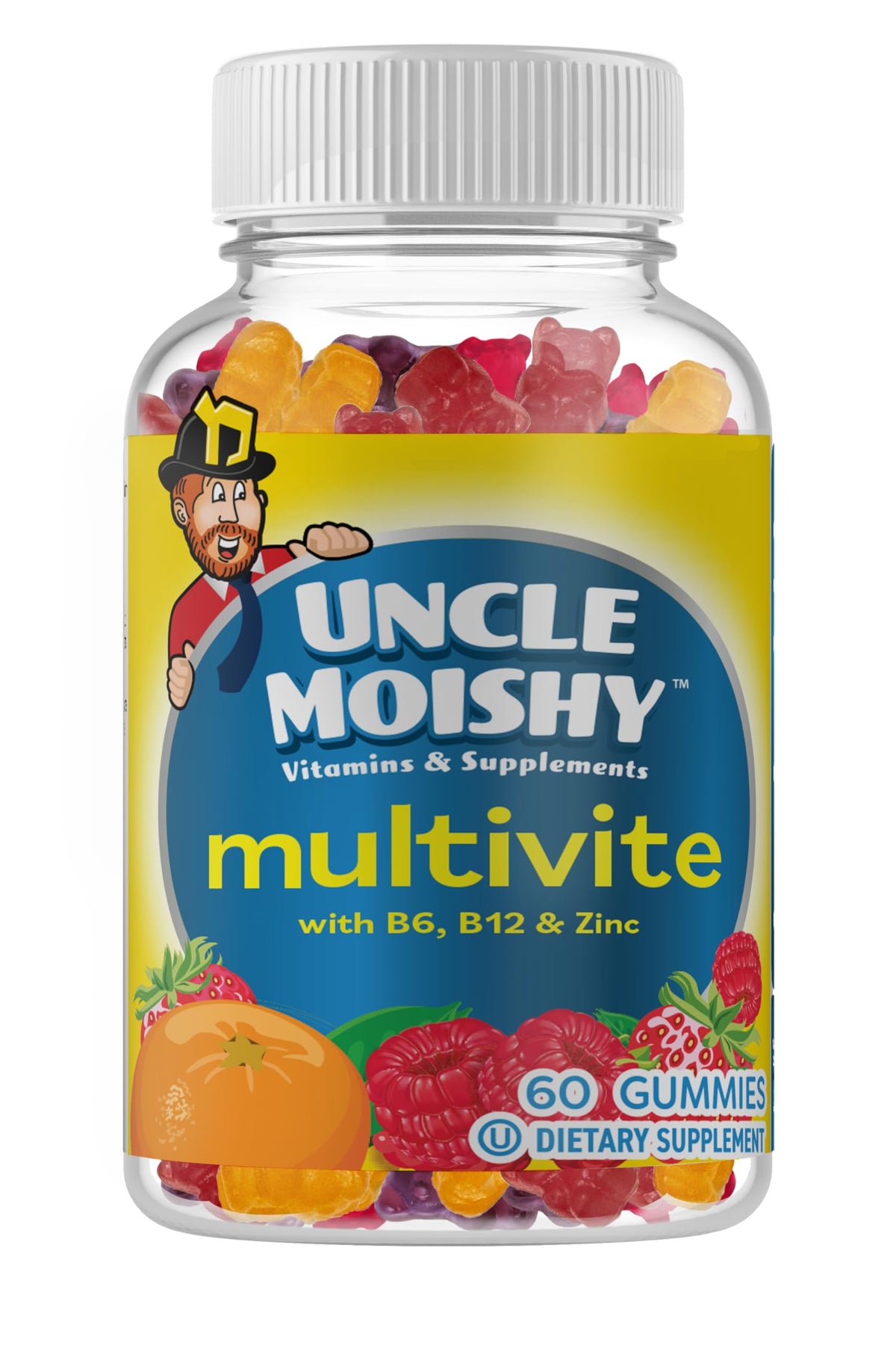Uncle Moishy Kosher Children's Multi-Vitamin Mineral Jellies with Choline