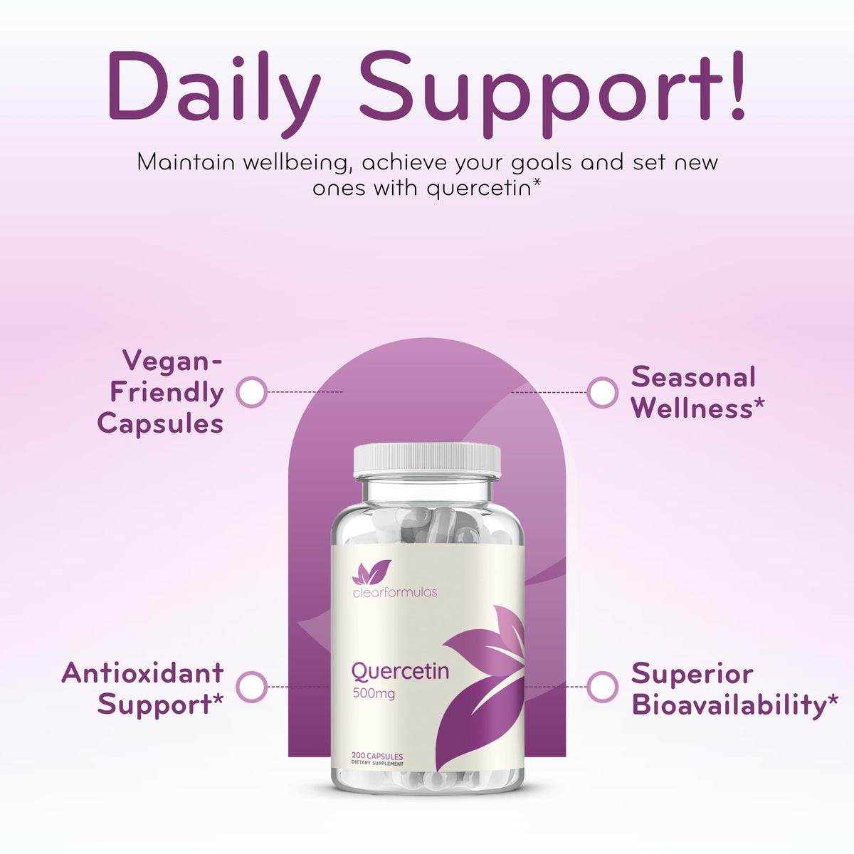 Clear Formulas Quercetin 500mg Capsules - 200 Servings - image 4