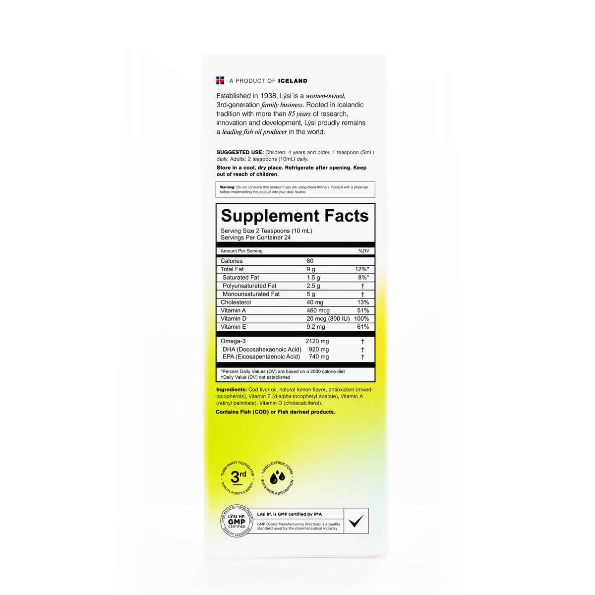 LYSI Icelandic Cod Liver Oil Liquid Supplement, Lemon - 8.12 fl oz - image 5