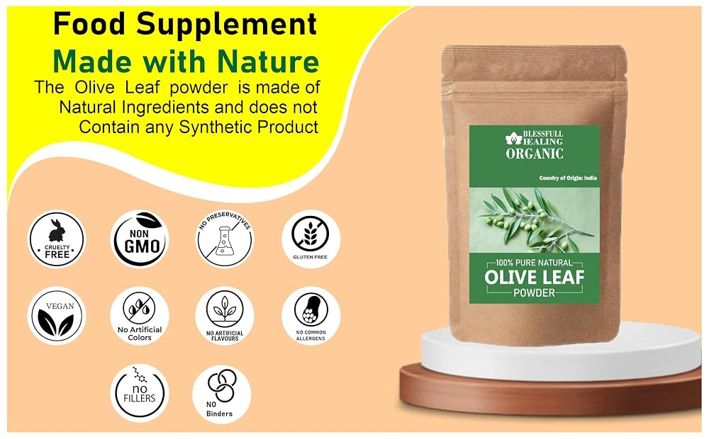 Blessfull Healing Organic Olive Leaf Powder 100% Pure Natural 200