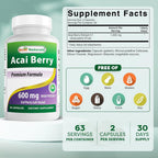 Best Naturals Acai Berry 600mg Antioxidant Support - 120 Capsules - image 2
