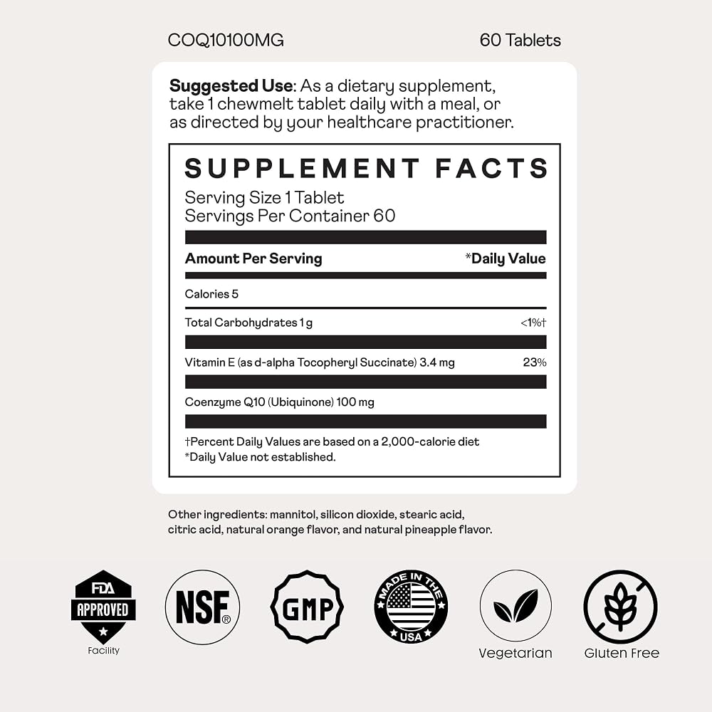 Nuray CoQ10 100mg with Vitamin E Chewable Tablets - 60 Count - image 4