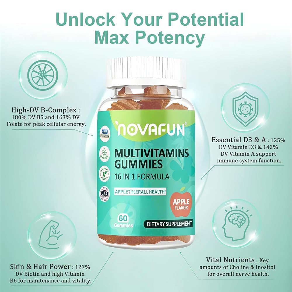 Novafun Multivitamin Gummies 16-in-1 Supplement - 60 Count - image 4