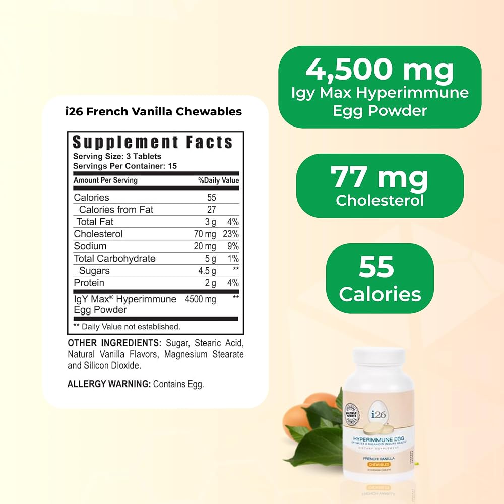 Youngevity i26 Hyperimmune Egg IgY Max French Vanilla - 45 Tablets - image 3