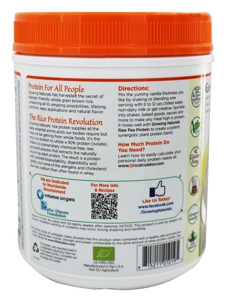 Growing Naturals Organic Rice Protein Powder Vanilla - 17 oz - image 3