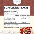 Basigano Red Vine Leaf & Horse Chestnut Extract - 120 Capsules - image 2