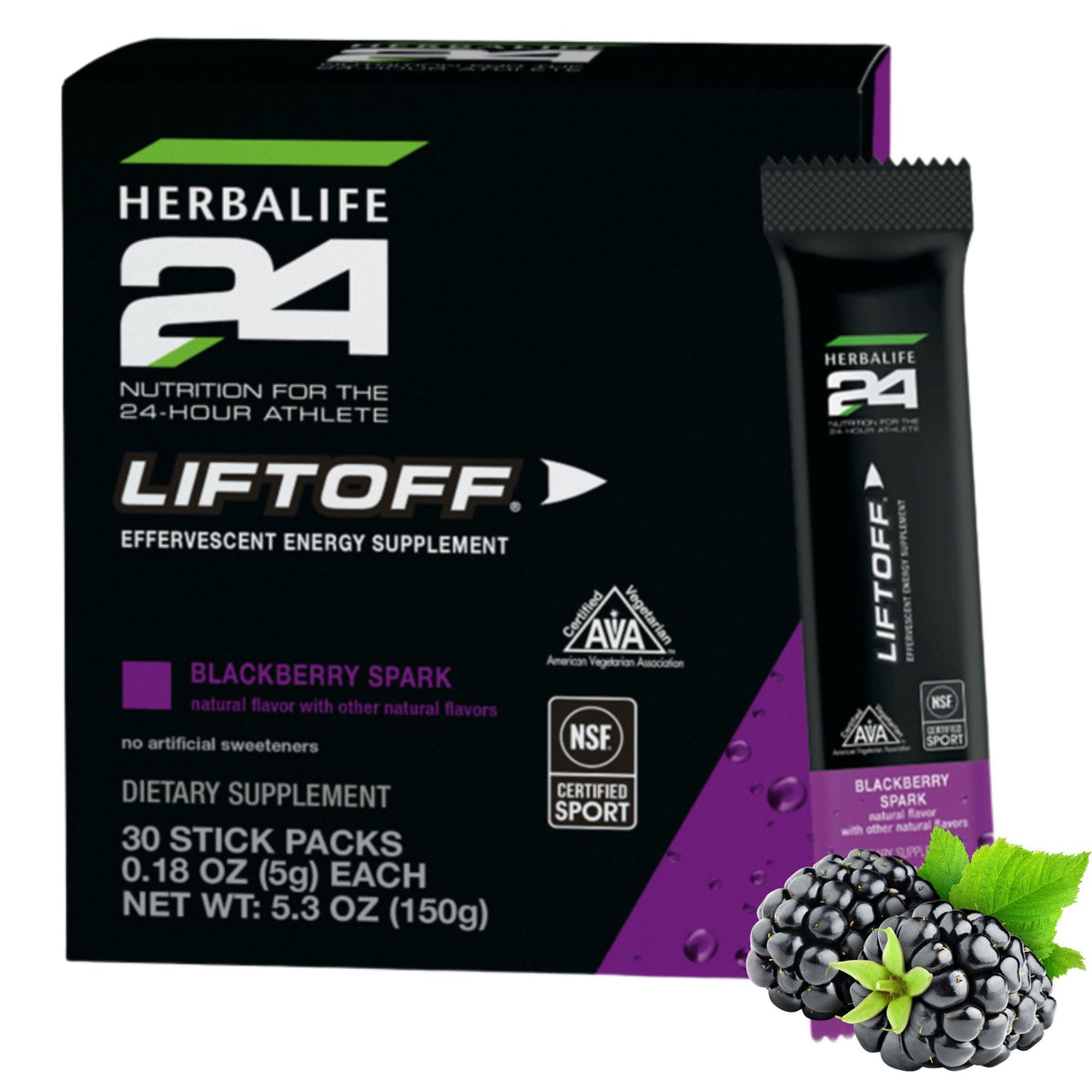 Herbalife24 Liftoff BlackBerry Spark Energy Supplement - 30 Stick Packs