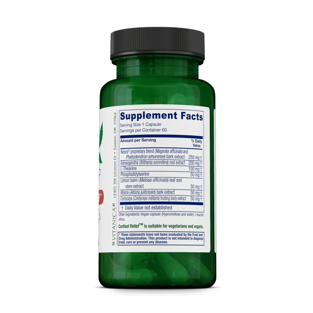 Vitanica Cortisol Relief, Stress and Sleep Support, Vegan