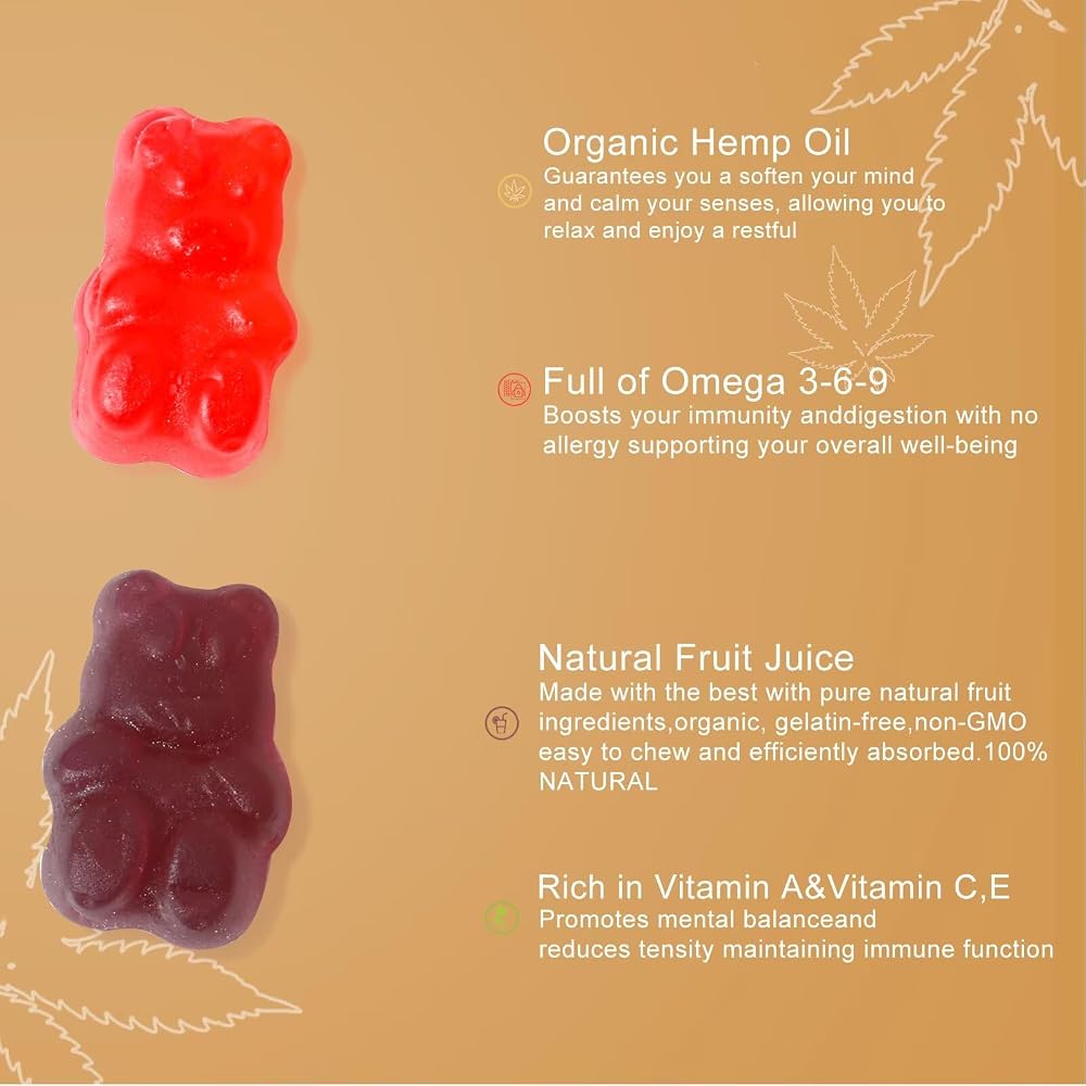 GRTGG Hemp Gummies Natural High Potency Omega 3-6-9 - 60 Count - image 4