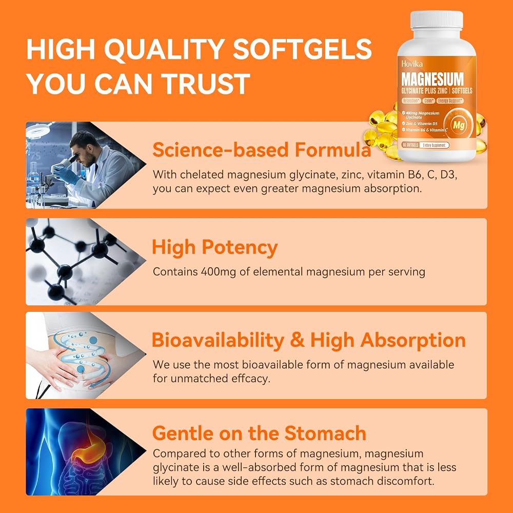 Hovika Magnesium Glycinate Supplement Softgels