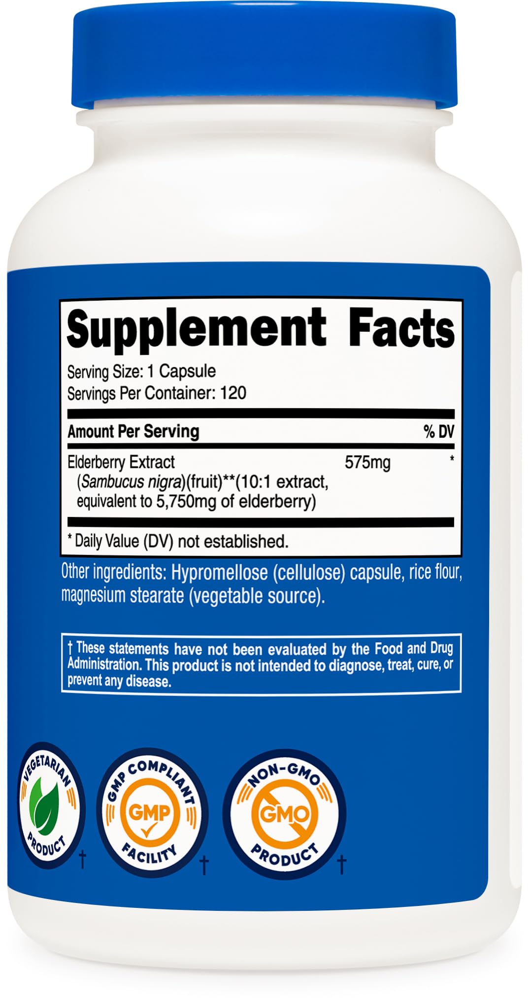 Nutricost Elderberry Capsules 575mg - 120 Vegetarian Capsules - image 4