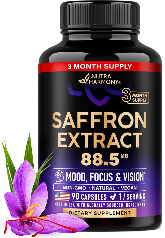 NUTRAHARMONY Natural Saffron Supplements - Pure Saffron Extract 88.5