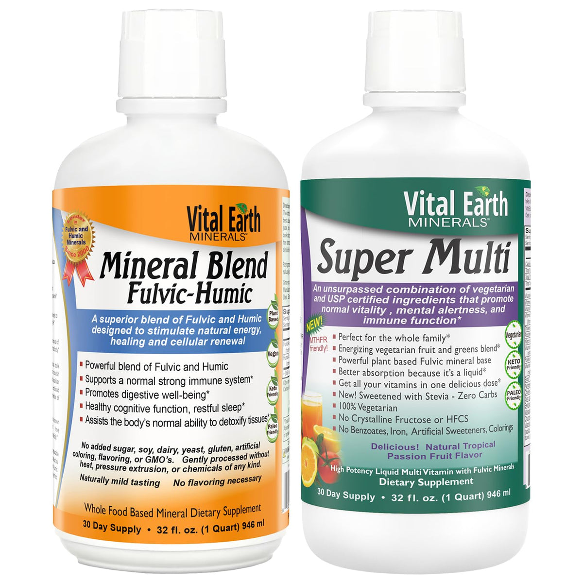 Vital Earth Minerals Fulvic Humic Mineral Blend Multivitamin - 32 oz