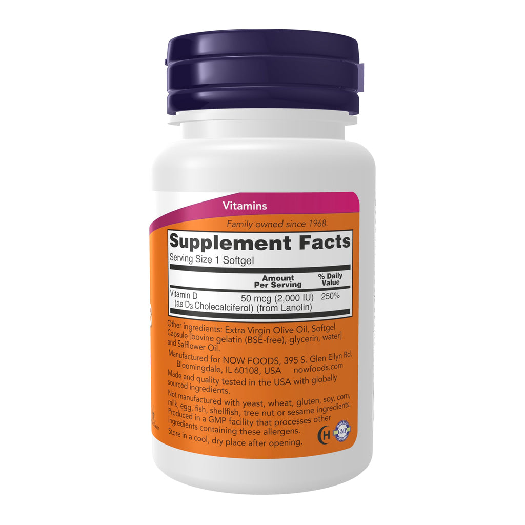 Now Foods Vitamin D 2000 IU - 120 Softgels - image 3