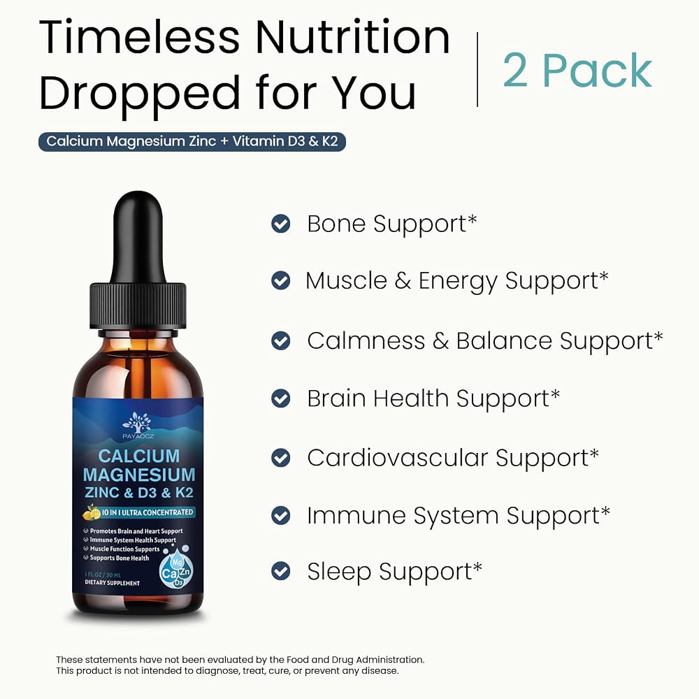 PAYAOCZ 10 in 1 Calcium Magnesium Zinc Liquid Drops Supplement