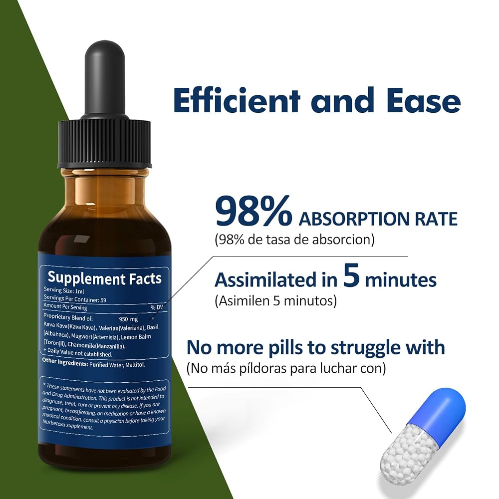Nurbetoxa Kava Kava Root Extract Drops for Sleep Support - 2 Fl Oz - image 5