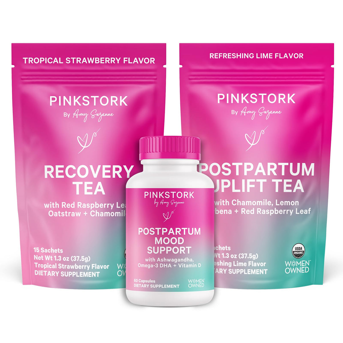 Pink Stork Postpartum Essentials Kit Mood Support - 3 Piece