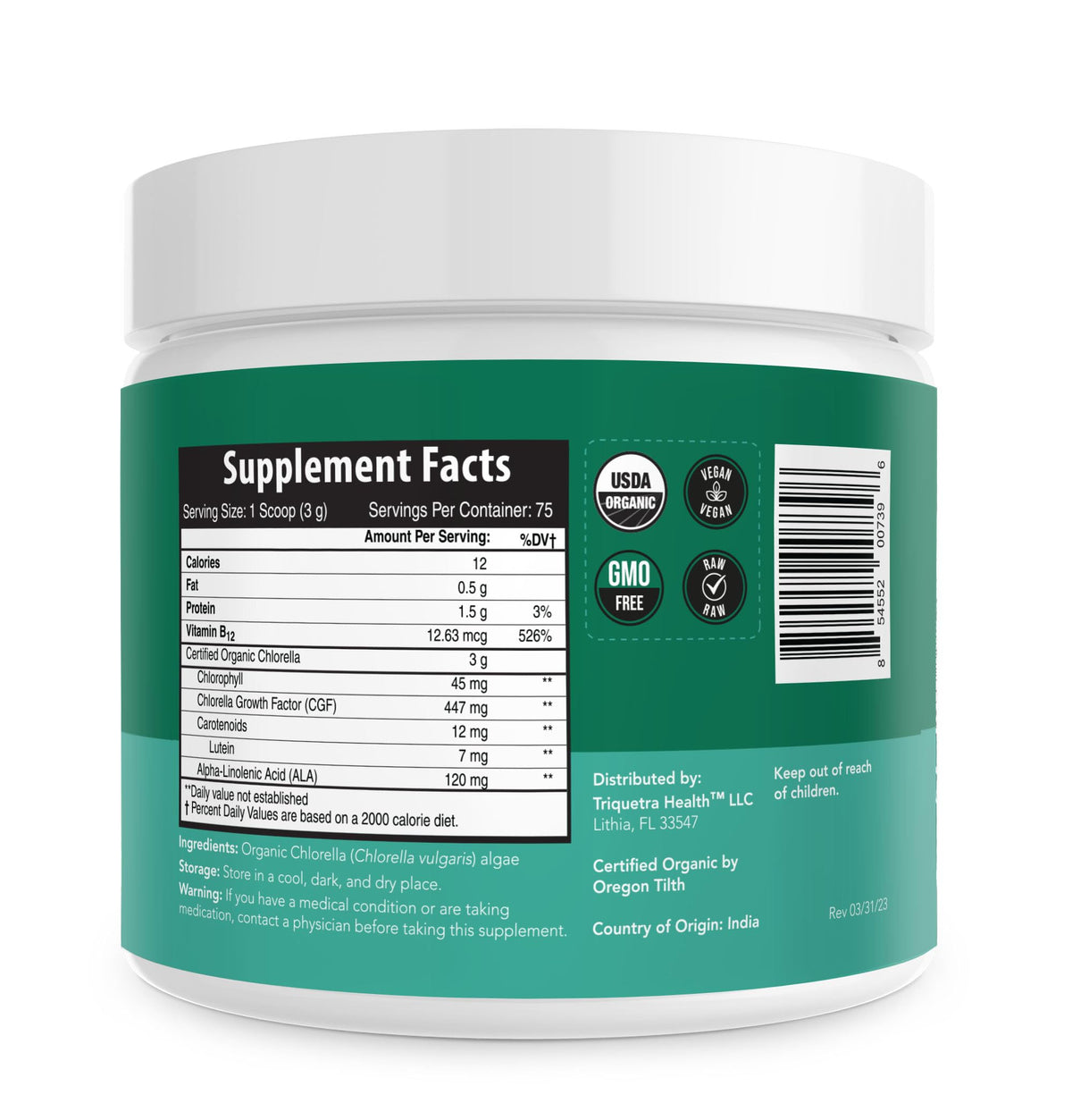 Triquetra Health Organic Chlorella Powder Raw Green Algae - 7.94 oz - image 9