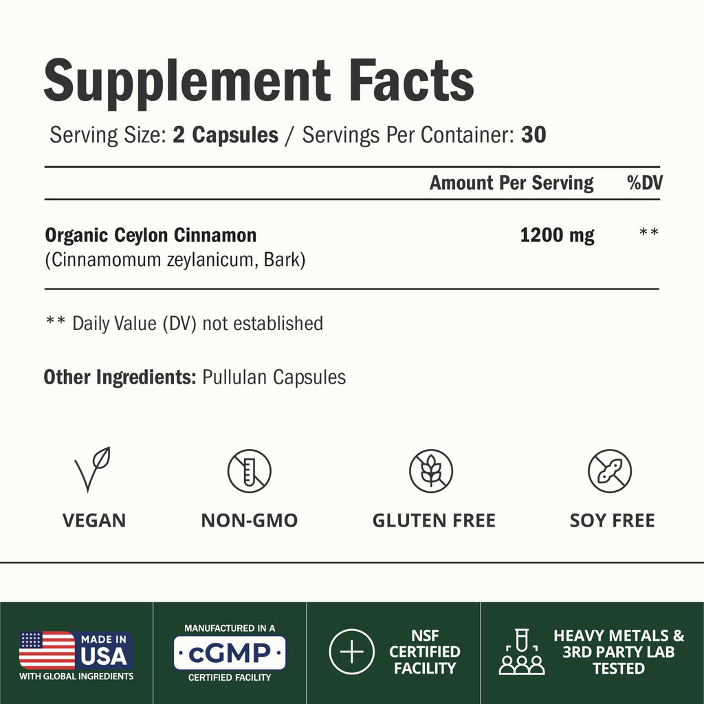 Vimerson Health Organic Ceylon Cinnamon Capsules - 60 Capsules - image 2
