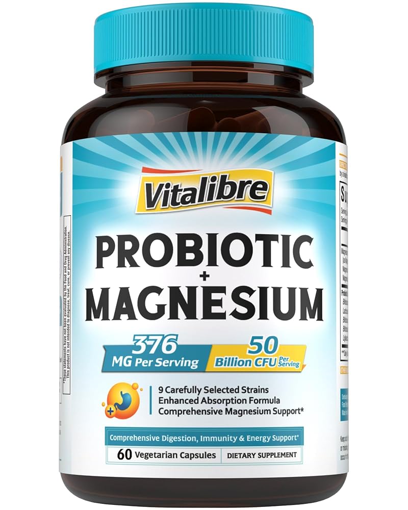 Vitalibre Probiotic with Magnesium 50 Billion CFU - 60 Capsules