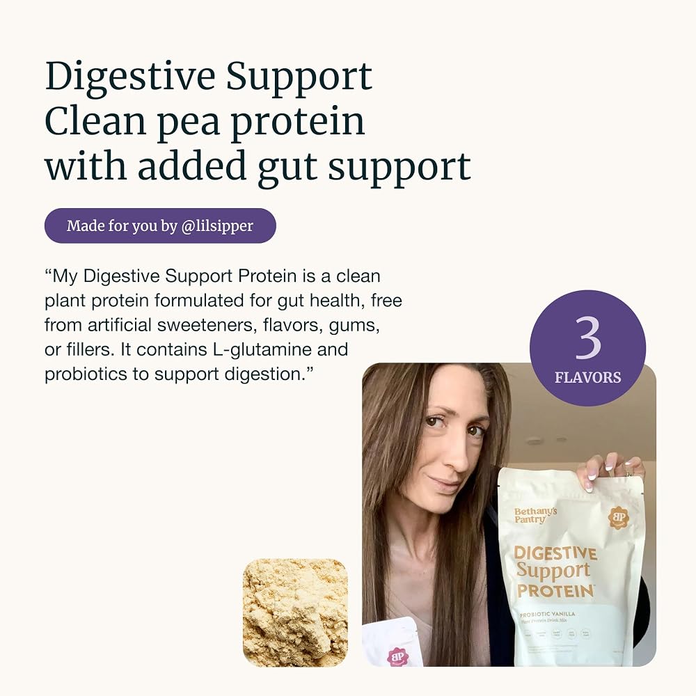 BETHANY'S PANTRY Digestive Support Vegan Pea Protein Powder, Strawberry - 1 lb - image 2