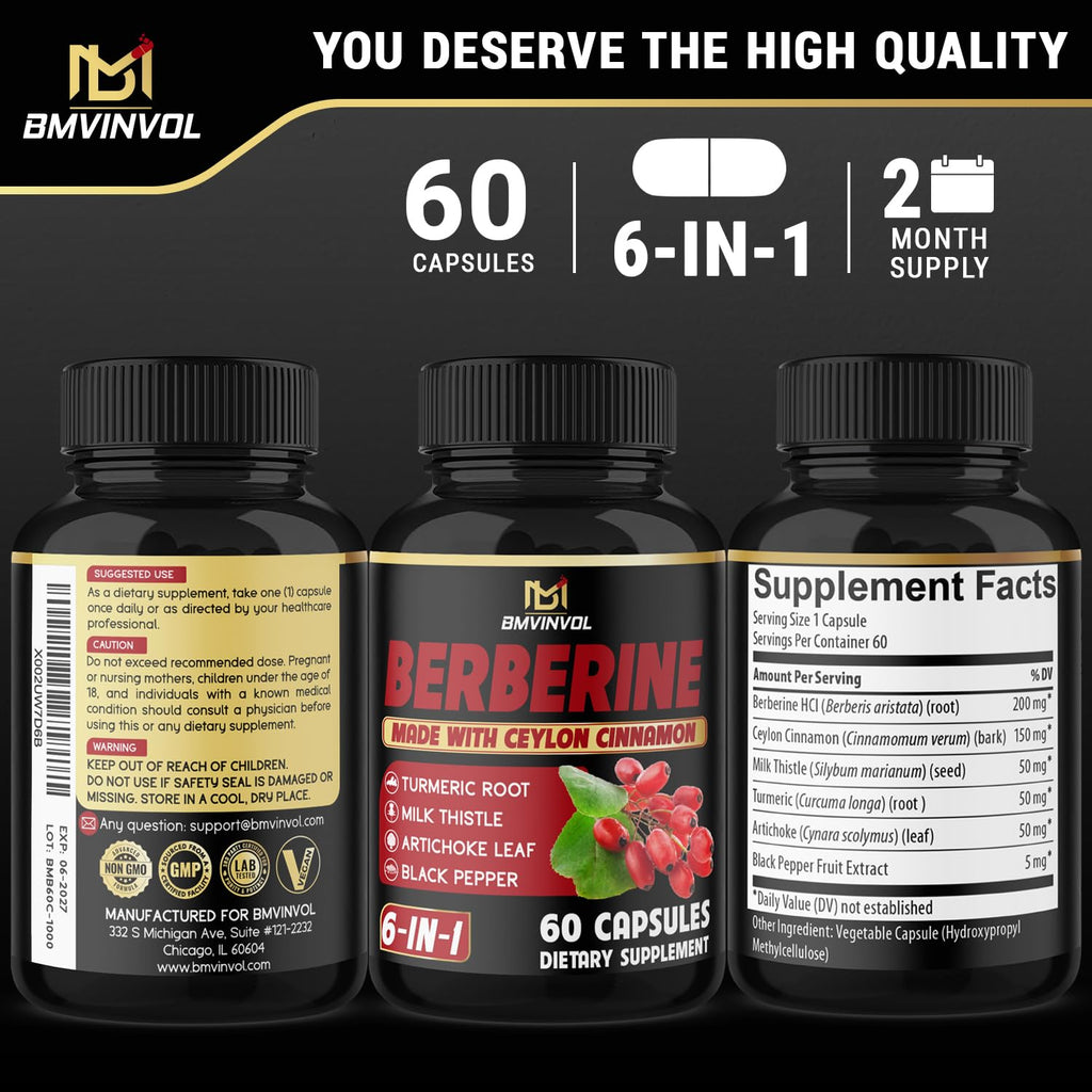 BMVINVOL Berberine Capsules with Ceylon Cinnamon