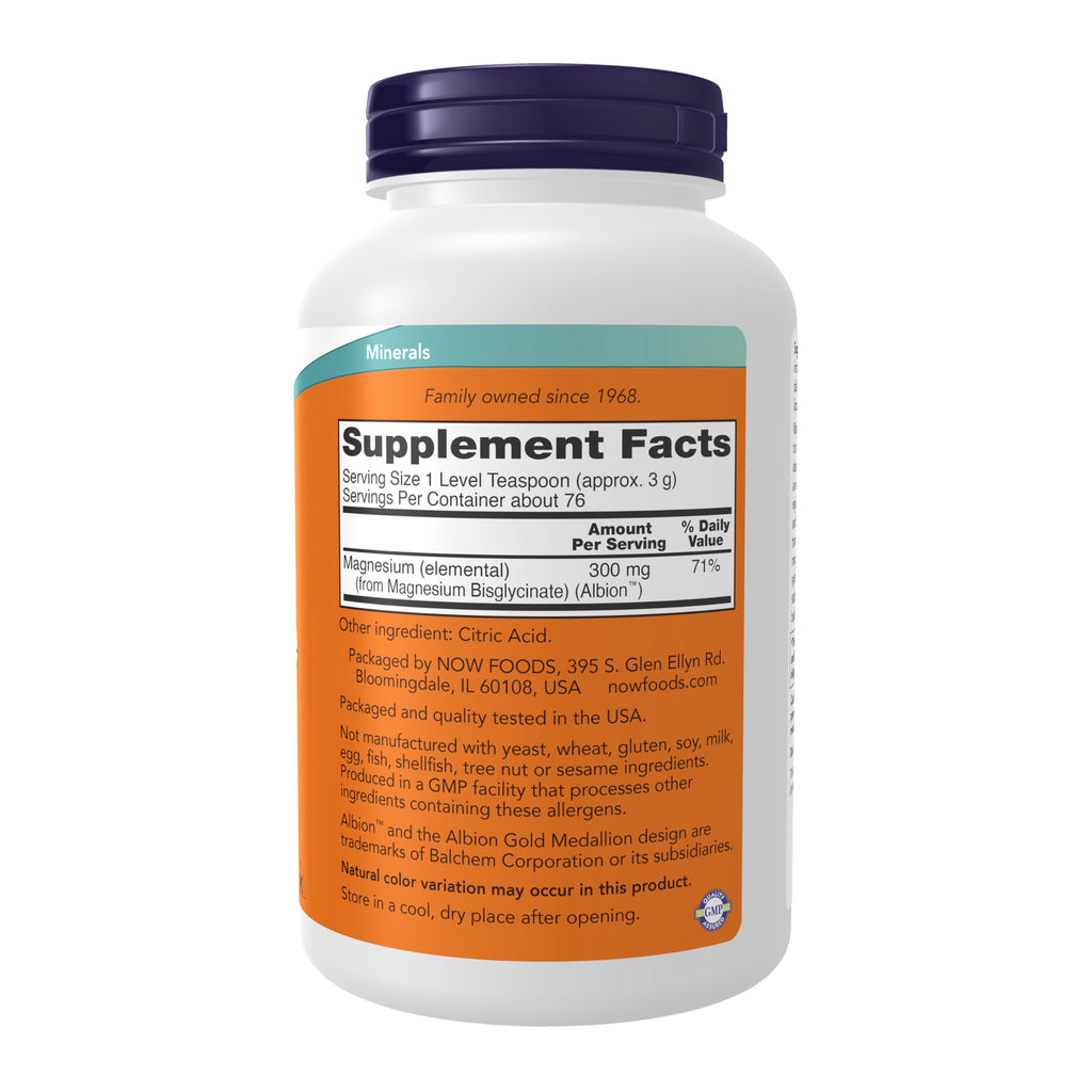 NOW Magnesium Bisglycinate Powder for Enzyme Function - 8 oz - image 2