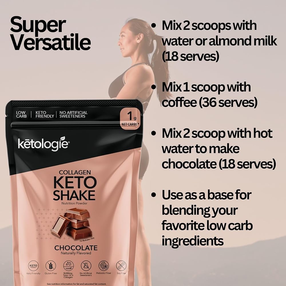 Ketologie Keto Collagen Shake Chocolate - 28.5 oz - image 4