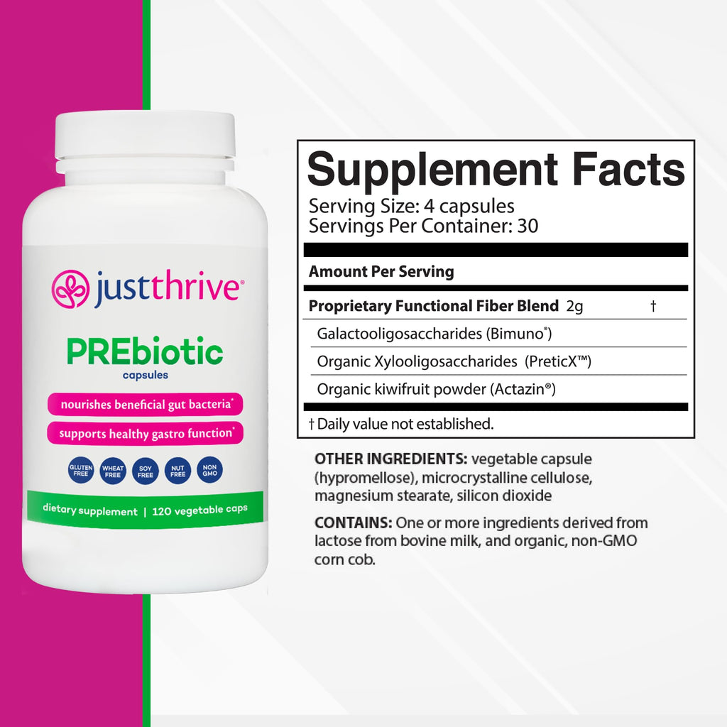 Just Thrive PREbiotic Capsules for Digestive & Immune Health - 120 Capsules - image 2