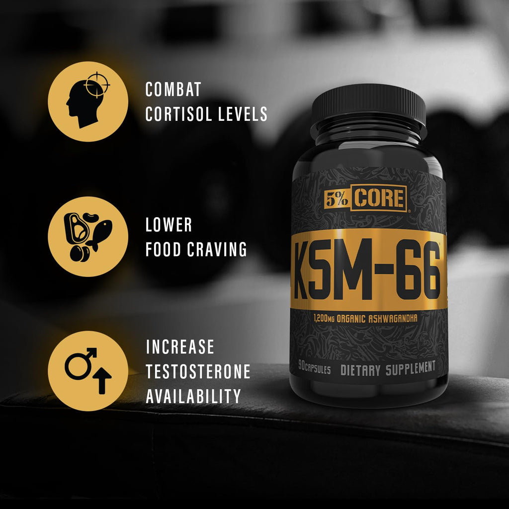 5% Nutrition Core Organic KSM-66 Ashwagandha 1,200 mg - 90 Capsules - image 5