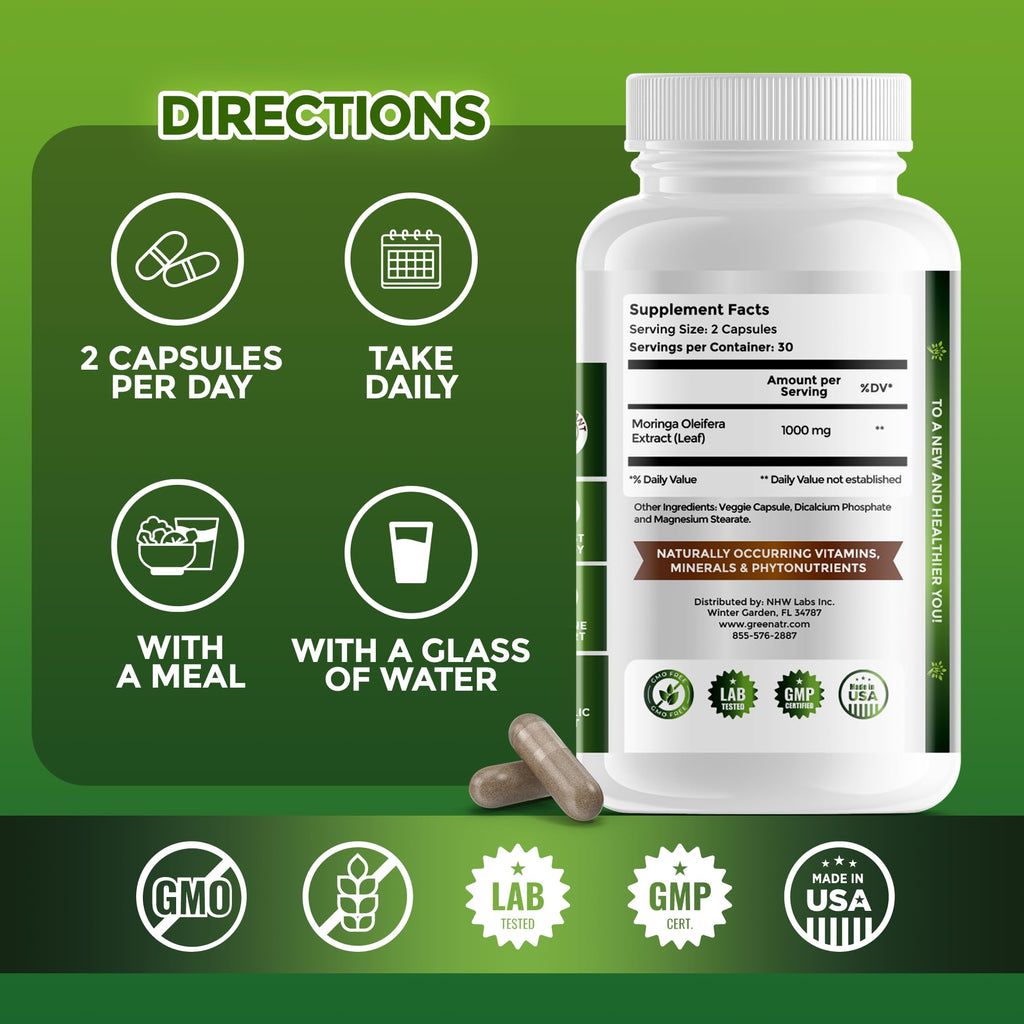 GreeNatr Ginkgo Biloba Panax Ginseng Moringa Capsules - 120 Count - image 8