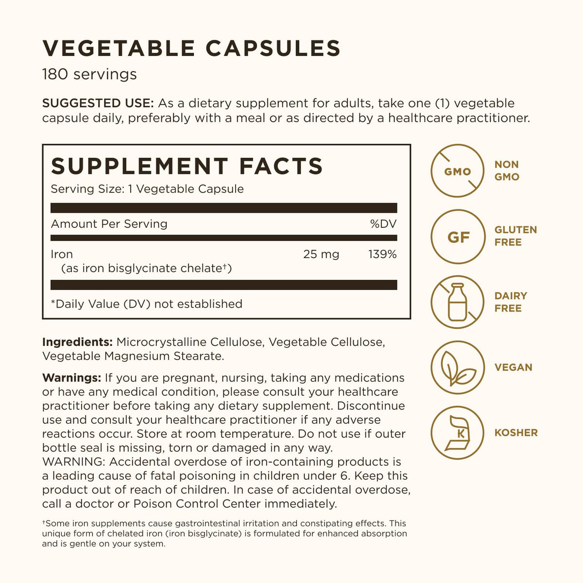 Solgar Gentle Iron 25mg - 180 Vegetable Capsules - image 3