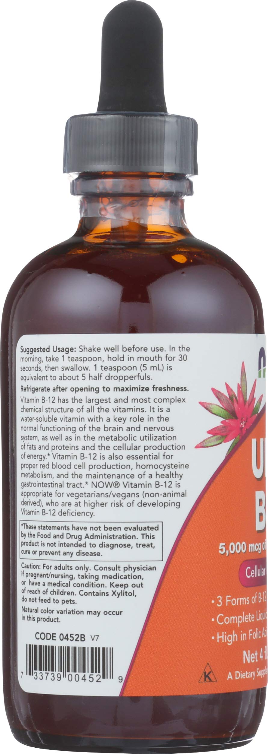 NOW Supplements Ultra B-12 Liquid 800 mcg - 4 Fl Oz - image 3