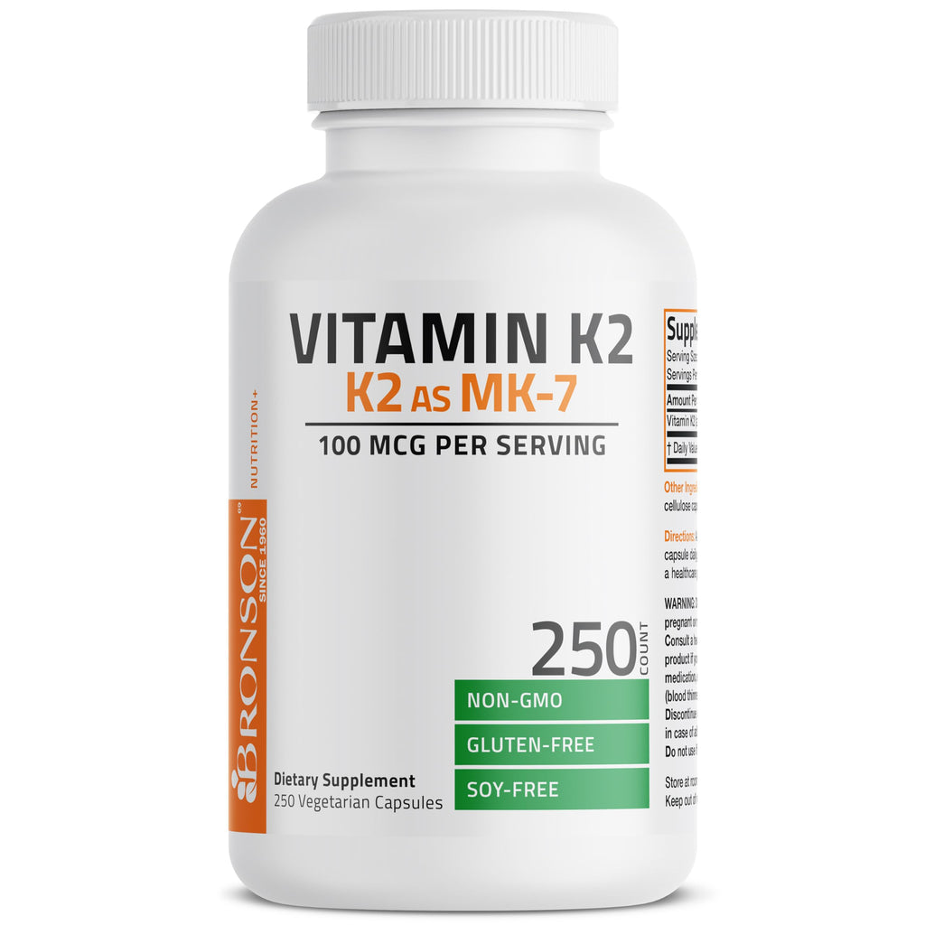 Bronson Flavored Vitamin K2 Capsules Support Strong Bones 100Mcg Adult